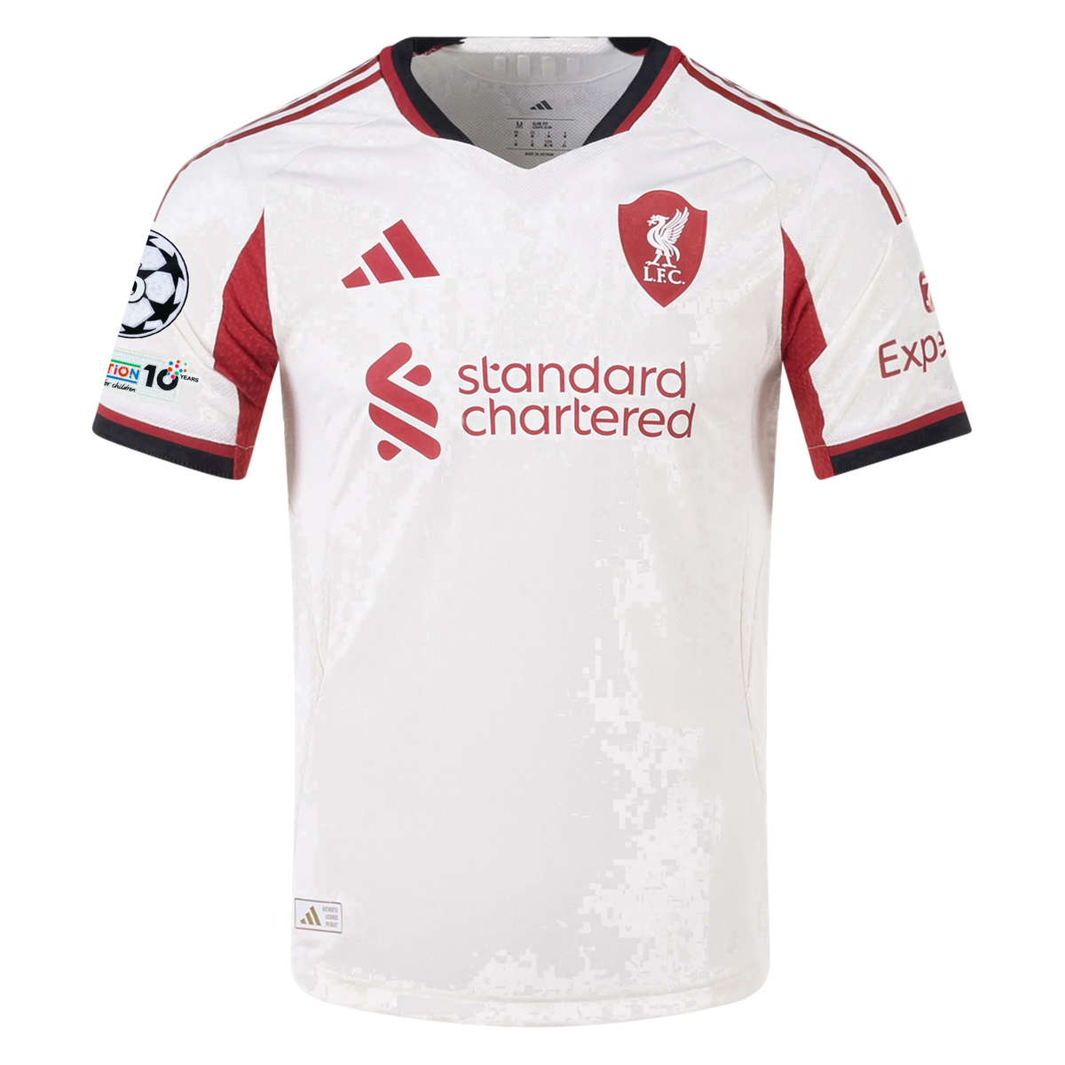 adidas Men's Liverpool Authentic Away Jersey w/ Champions League Patches 25/26 (Wonder White)