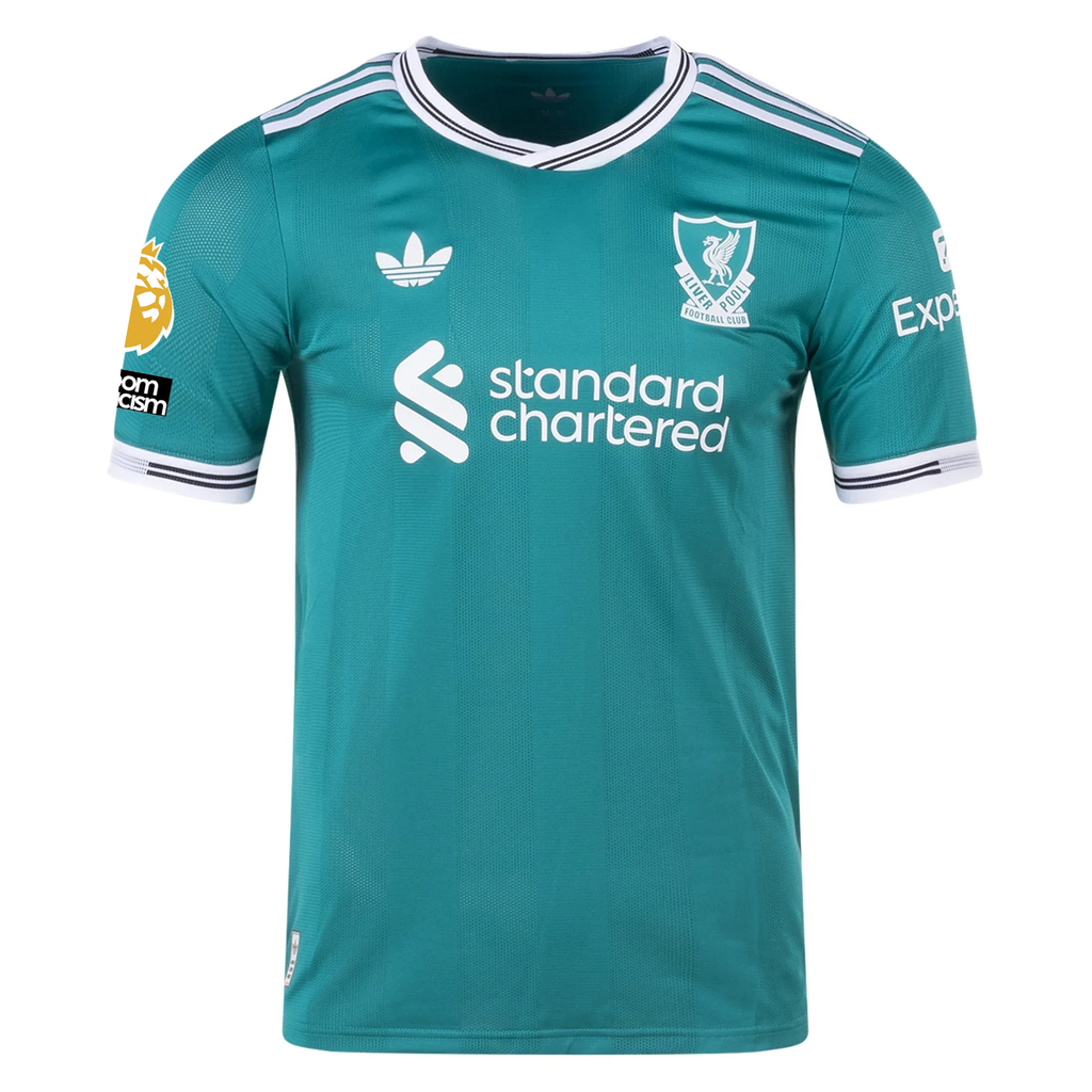 adidas Liverpool FC Authentic Andy Robertson Third Jersey w/ EPL + No Room For Racism Patches 25/26 (Sea Green)
