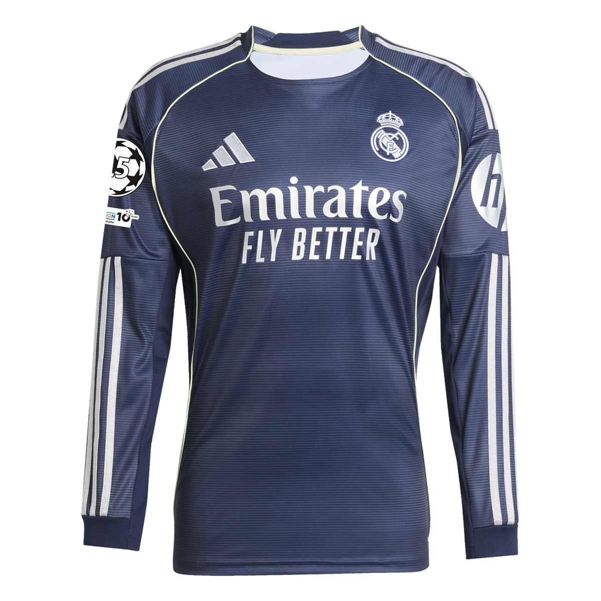 adidas Real Madrid Fran Garcia Long Sleeve Away Jersey w/ Champions League Patches 25/26 (Legend Ink)
