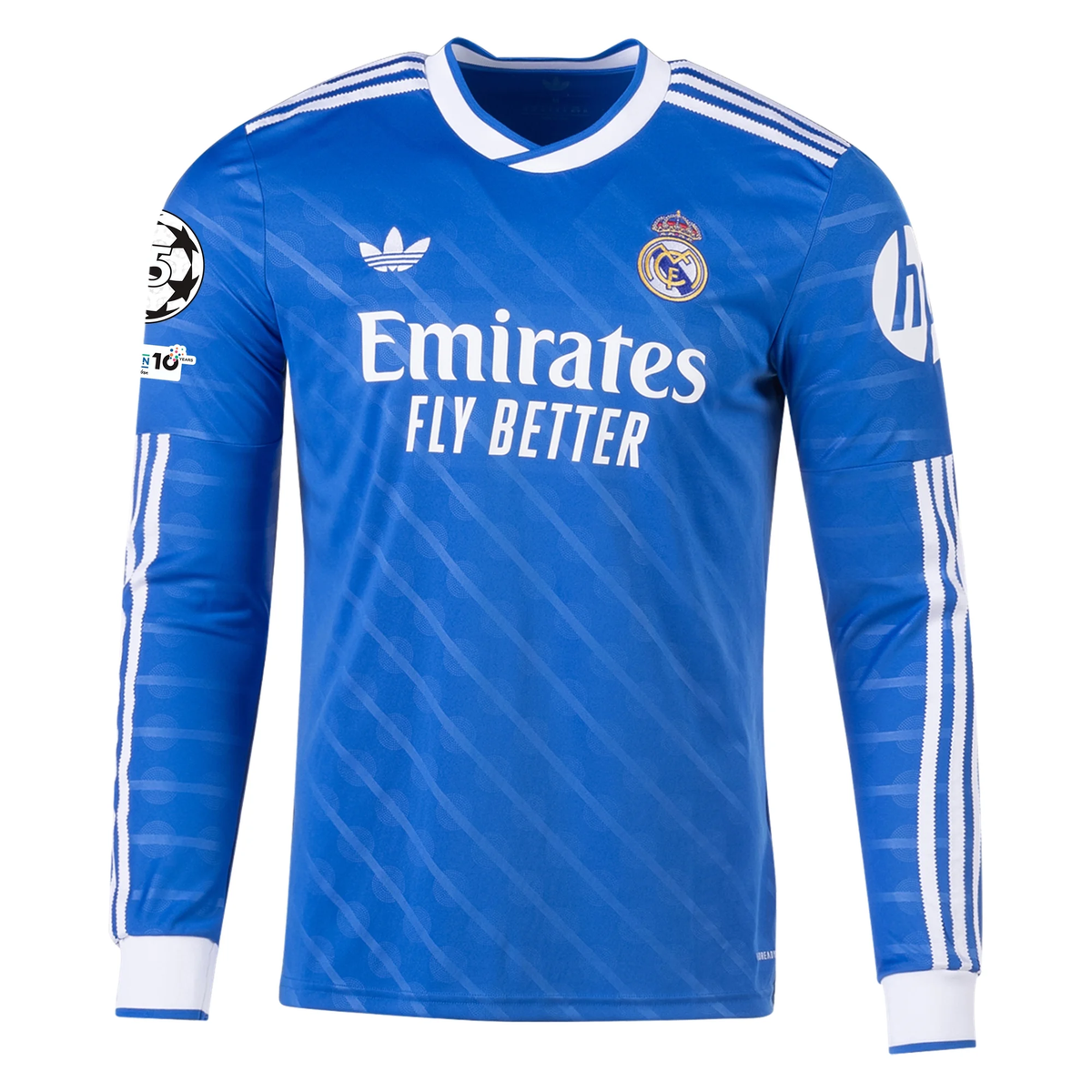 adidas Men's Real Madrid Camavinga Long Sleeve Third Jersey w/ Champions League Patches 25/26 (Blue/White)