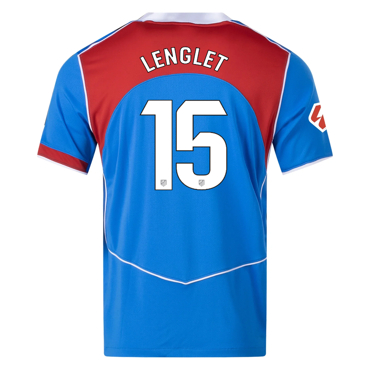 Nike Men's Atletico Madrid ClÃ©ment Lenglet T90 Third Jersey La Liga Patch 25/26 (Photo Blue/Sport Red)