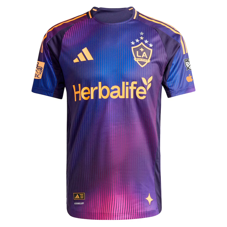 adidas Elijah Wynder LA Galaxy Authentic Away Jersey w/ MLS + Apple TV + RBC Sponsor 25/26 (Purple)