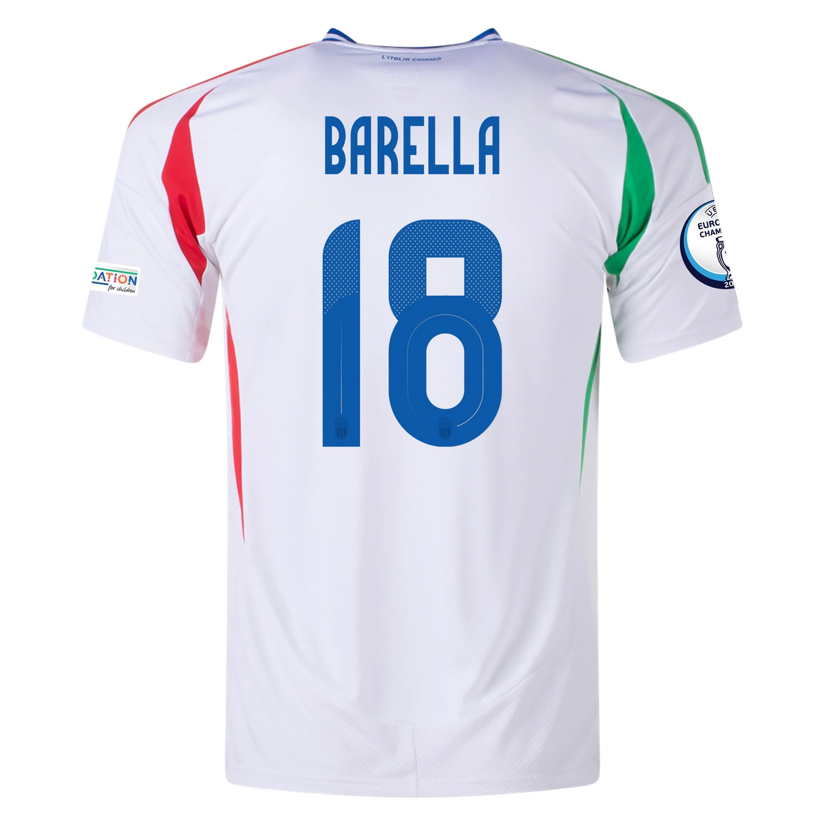 adidas Italy NicolÃ² Barella Away Jersey w/ Euro 2024 Patches 24/25 (Blue)