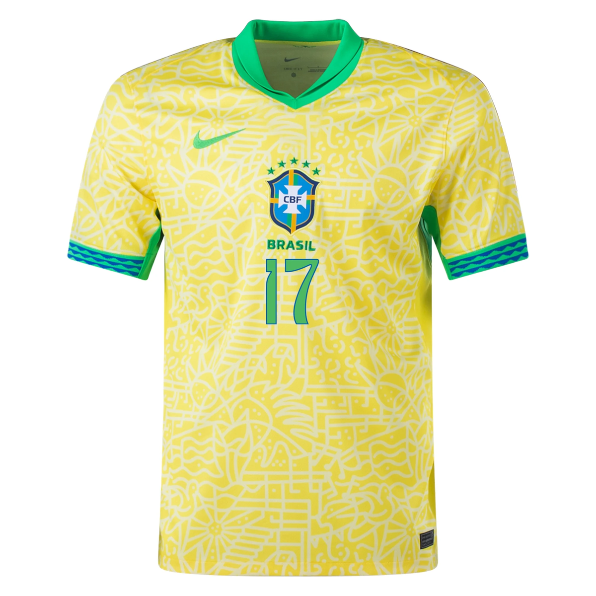 Nike Brazil Authentic Bruno GuimarÃ£es Home Jersey 24/25 (Dynamic Yellow/Lemon Chiffon/Green Spark)