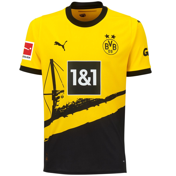 Puma Borussia Dortmund Muokoko Home Jersey w/ Bundesliga Patch 23/24 (Cyber Yellow/Puma Black)