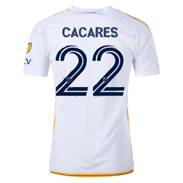 adidas LA Galaxy MartÃ­n CÃ¡ceres Home Jersey w/ MLS + Apple TV Patches 24/25 (White/Yellow/Navy)