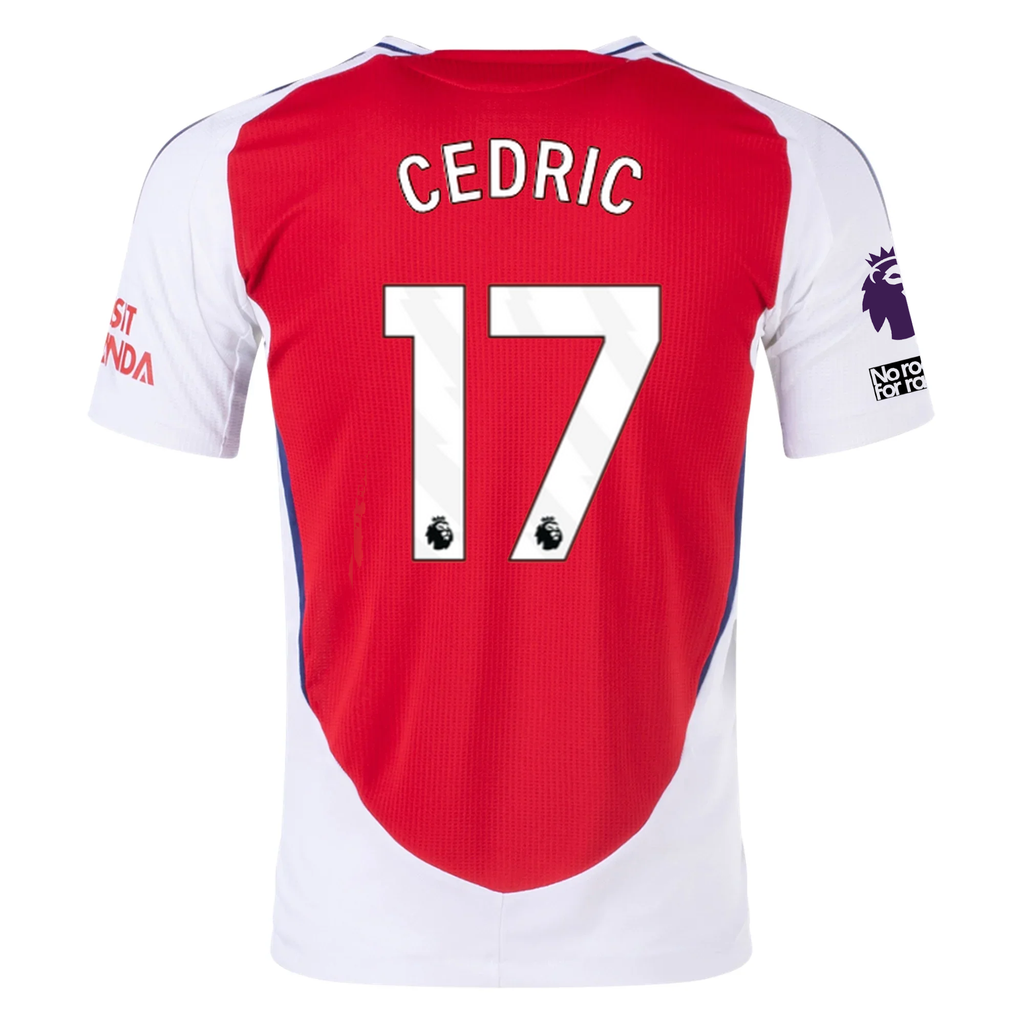adidas Arsenal Authentic CÃ©dric Soares Home Jersey w/ EPL + No Room For Racism Patches 24/25 (Better Scarlet/White)