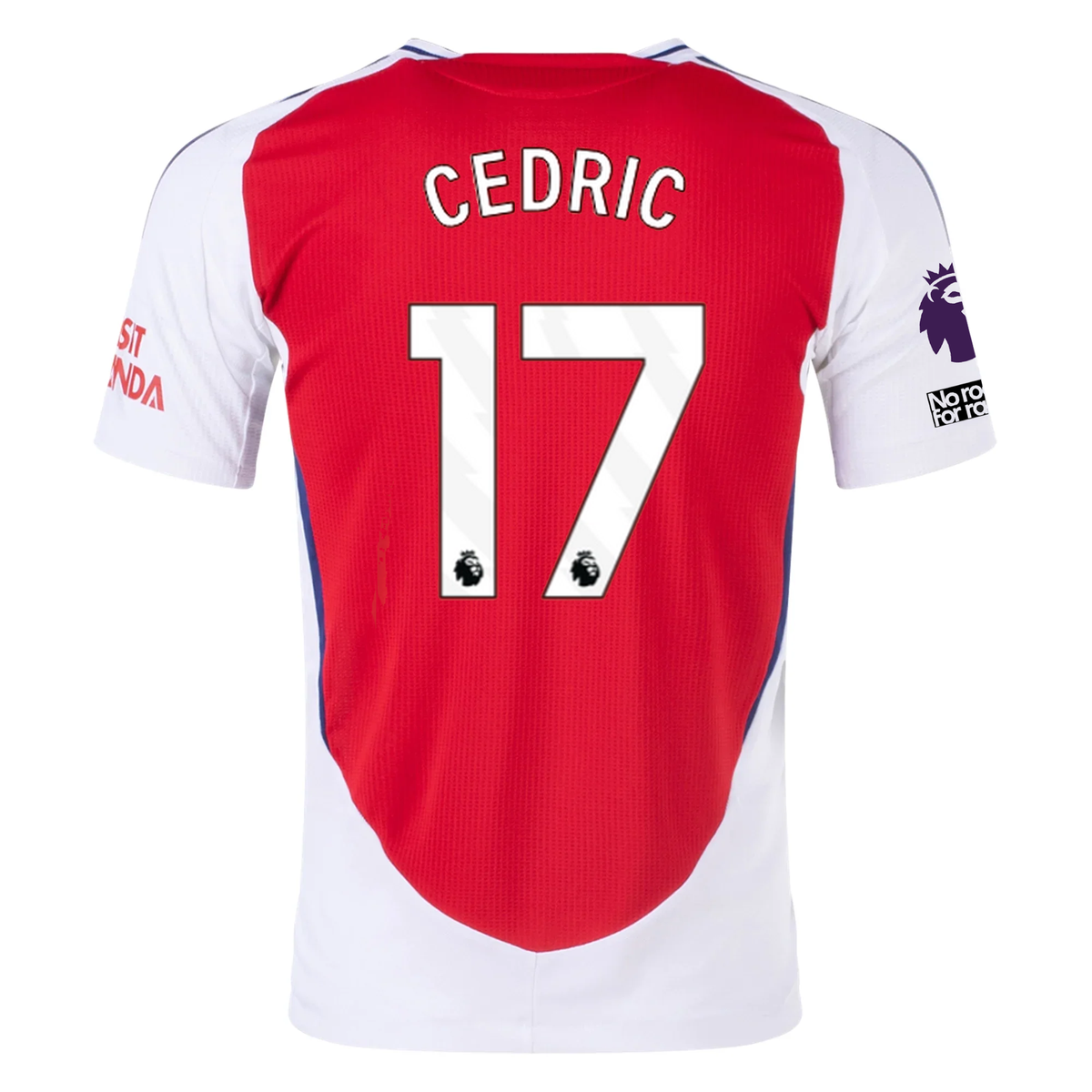 adidas Arsenal Authentic CÃ©dric Soares Home Jersey w/ EPL + No Room For Racism Patches 24/25 (Better Scarlet/White)