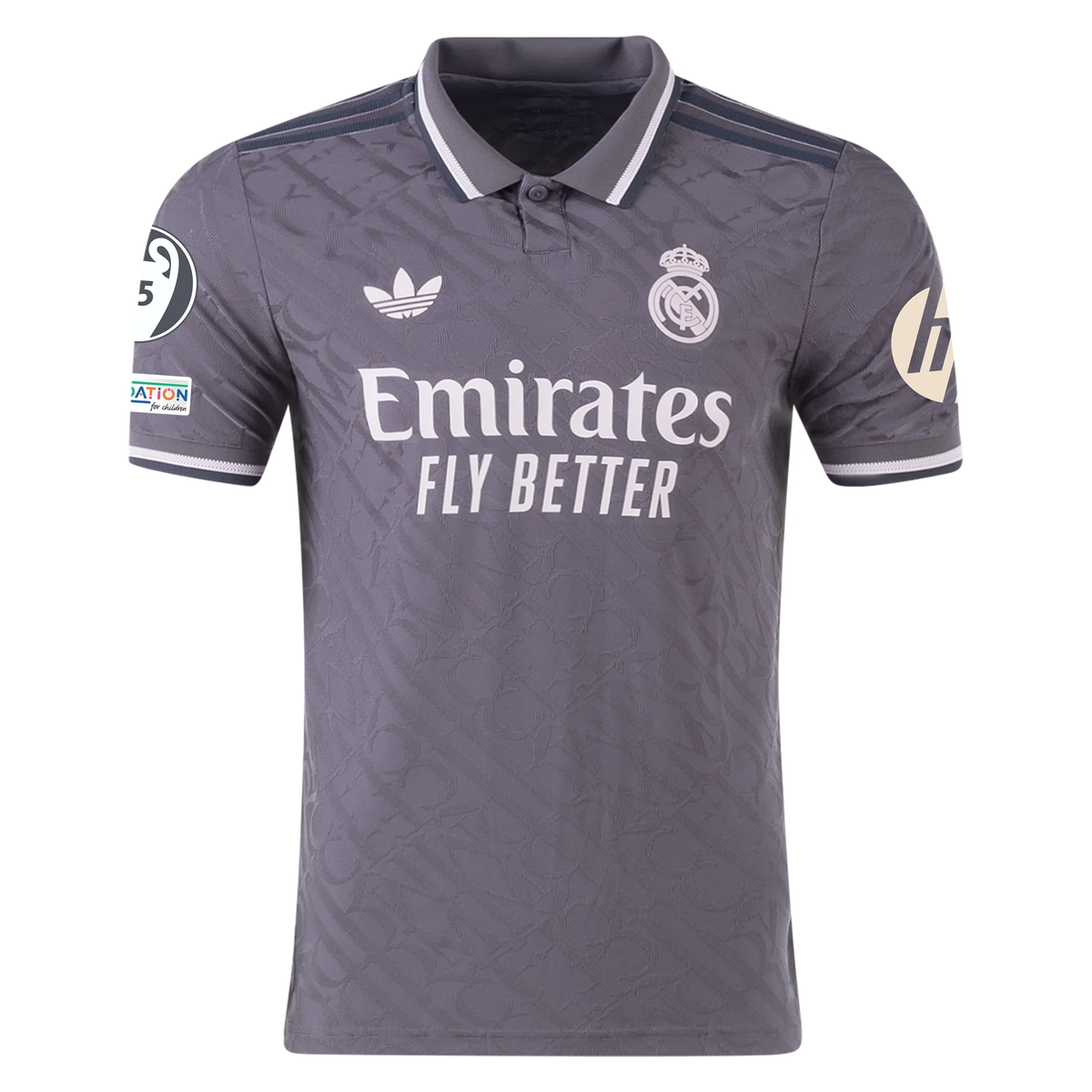 adidas Real Madrid Authentic AurÃ©lien TchouamÃ©ni Third Jersey w/ Champions League Patches 24/25 (Charcoal)