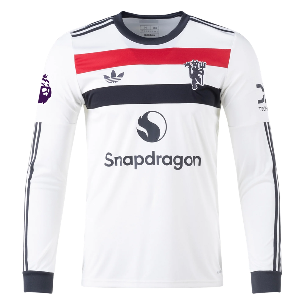 adidas Manchester United Rasmus HÃ¸jlund Third Long Sleeve Jersey w/ EPL Patch 24/25 (Off White)