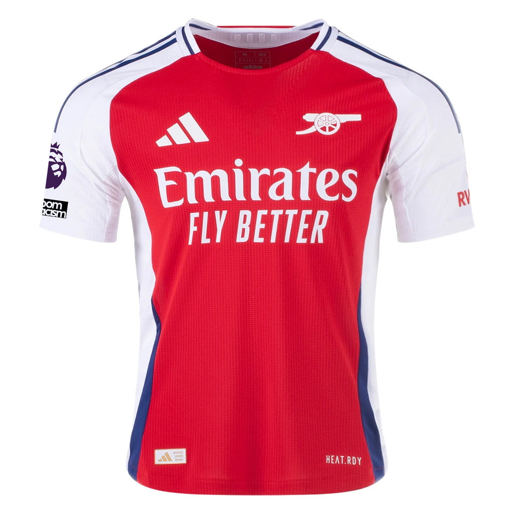 adidas Arsenal Authentic Martin Ã˜degaard Home Jersey w/ EPL + No Room For Racism Patches 24/25 (Better Scarlet/White)