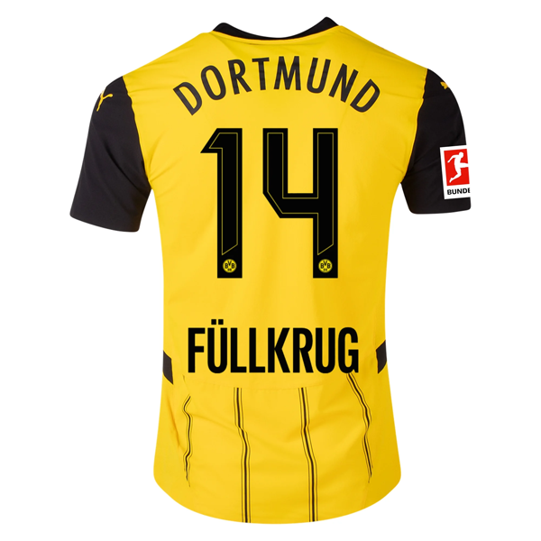 Puma Borussia Dortmund Authentic Niclas FÃ¼llkrug Home Jersey w/ Bundesliga Patch 24/25 (Faster Yellow/Puma Black)