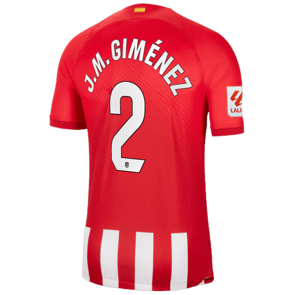 Nike Atletico Madrid JosÃ© MarÃ­a GimÃ©nez Home Jersey w/ La Liga Patch 23/24 (Sport Red/Global Red)