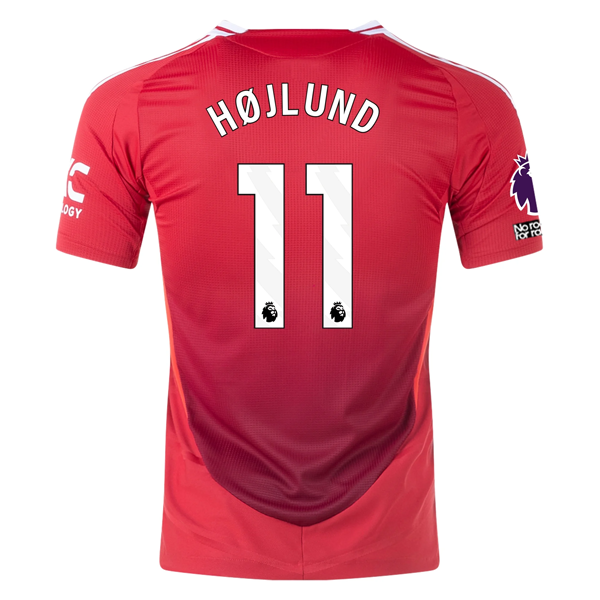 adidas Manchester United Authentic Rasmus HÃ¸jlund Home Jersey w/ EPL + No Room For Racism Patches 24/25 (MUFC Red/Bright Red)