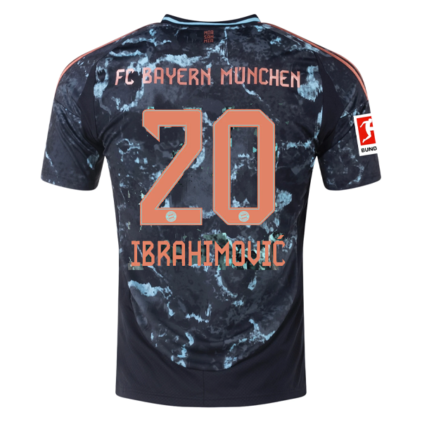 adidas Bayern Munich Arijon IbrahimoviÄ‡ Away Jersey w/ Bundesliga Patch 24/25 (Black/Copper/Blue)
