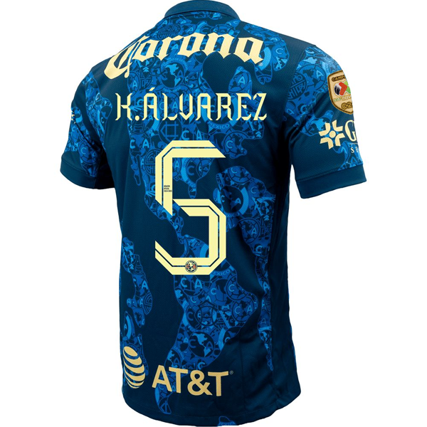 Nike Club America Kevin Ãlvarez Away Jersey w/ Liga MX C24 Patch 24/25 (Valerian Blue/Lemon Chiffon)
