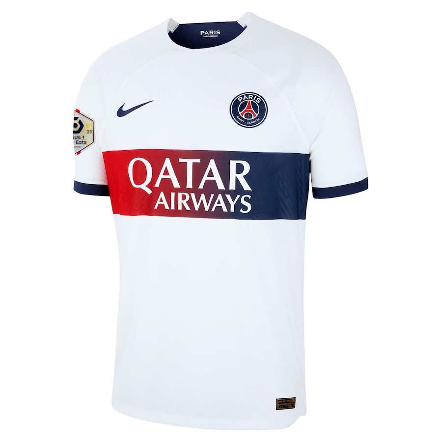 Nike Paris Saint-Germain Authentic Archaf Hakimi Match Vaporknit Away Jersey w/ Ligue 1 Patch 23/24 (White/Midnight Navy)