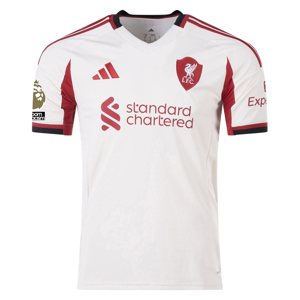 adidas Men's Liverpool Dominik Szoboszlai Away Jersey w/ EPL Champions Patch 25/26 (Wonder White)