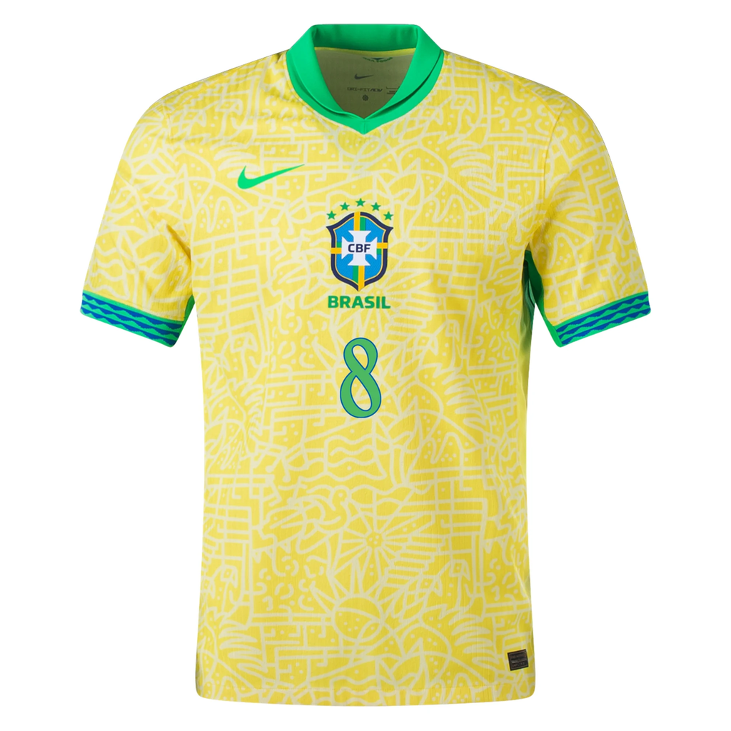 Nike Mens Brazil Lucas PaquetÃ¡ Home Jersey 24/25 (Dynamic Yellow/Lemon Chiffon/Green Spark)