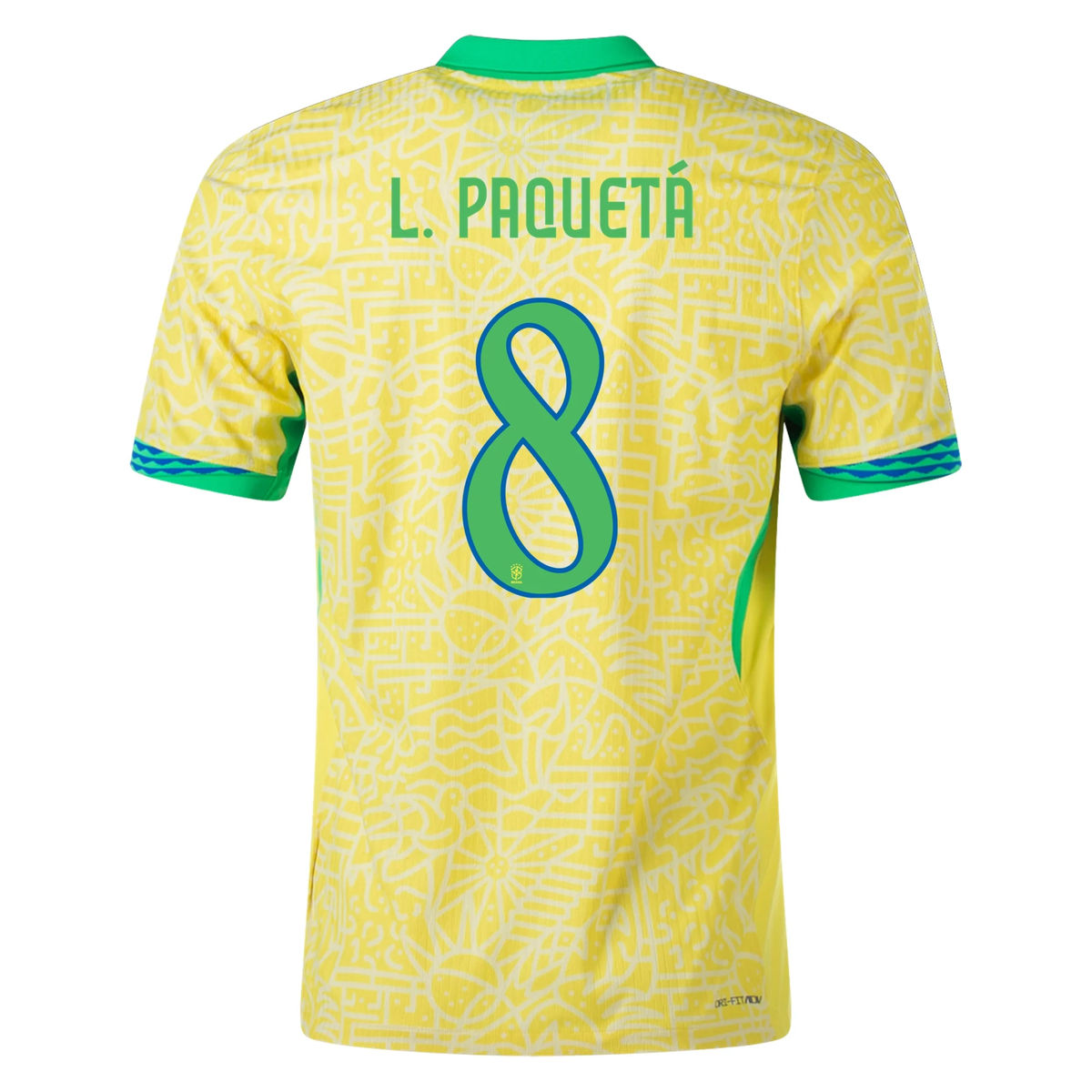 Nike Mens Brazil Lucas PaquetÃ¡ Home Jersey 24/25 (Dynamic Yellow/Lemon Chiffon/Green Spark)