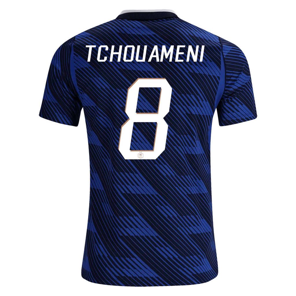Nike Men's France AurÃ©lien TchouamÃ©ni Home Stadium Jersey 2026 (Game Royal/Metallic Copper)