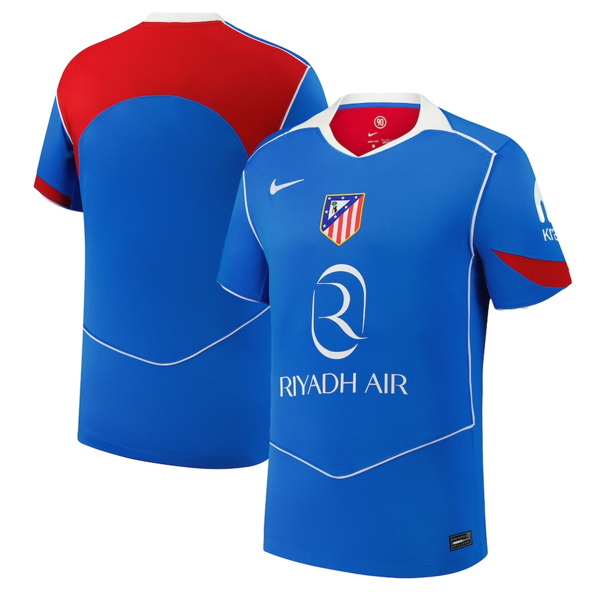 Nike Men's Atletico Madrid ClÃ©ment Lenglet T90 Third Jersey La Liga Patch 25/26 (Photo Blue/Sport Red)