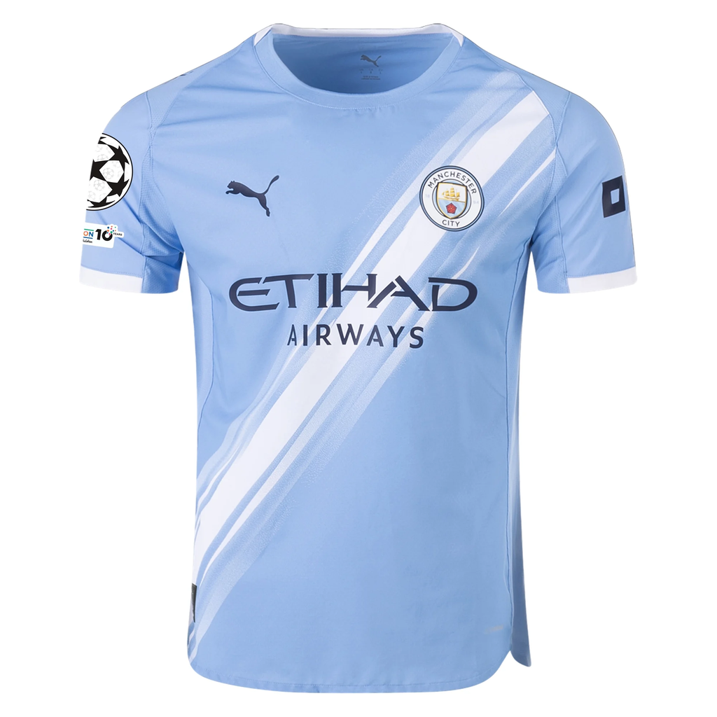 Puma Manchester City Authentic Rodrigo Home Jersey w/ Champions League Patches 25/26 (Team Light Blue/White)