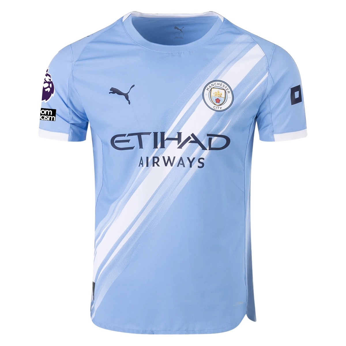 Puma Manchester City Authentic Gvardiol Home Jersey w/ EPL + No Room For Racism Patches 25/26 (Team Light Blue/White)