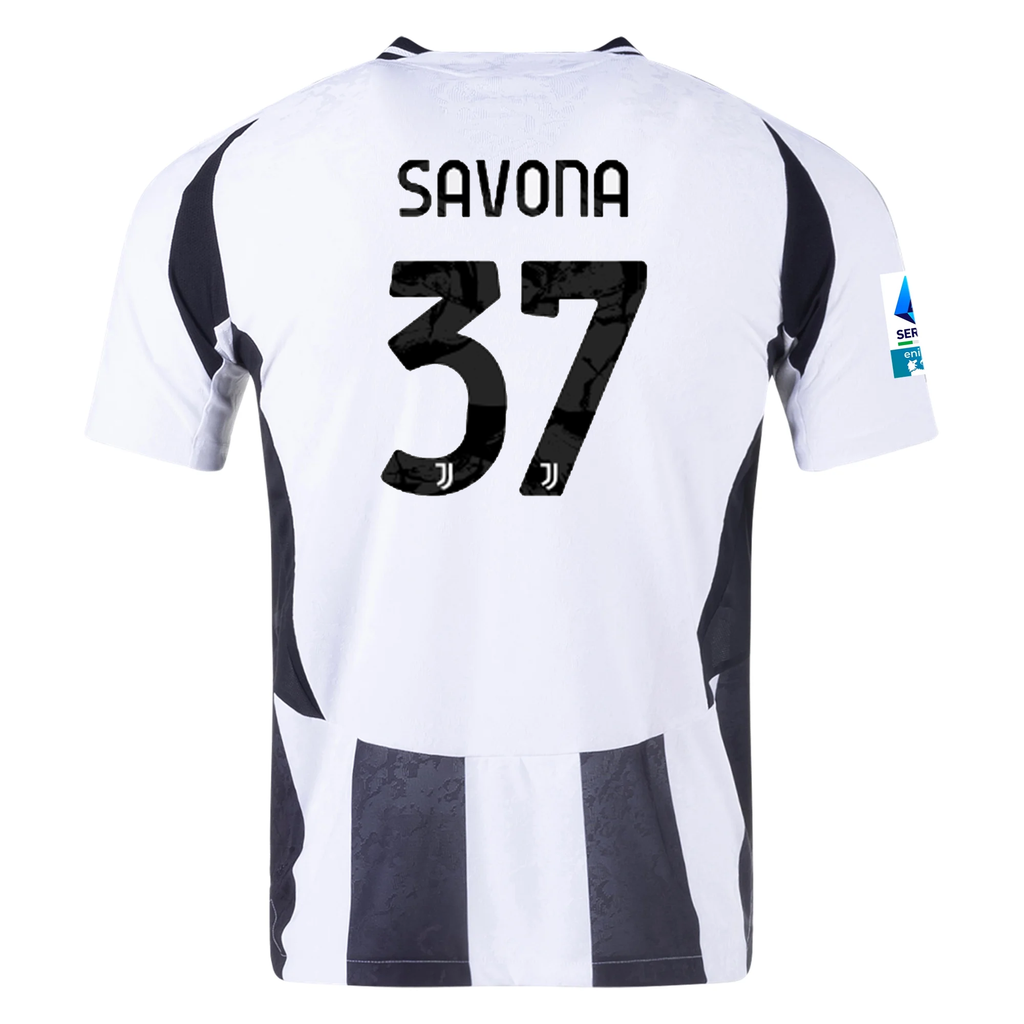 adidas Juventus Authentic NicolÃ² Savona Home Jersey w/ Serie A Patch 24/25 (White/Black)